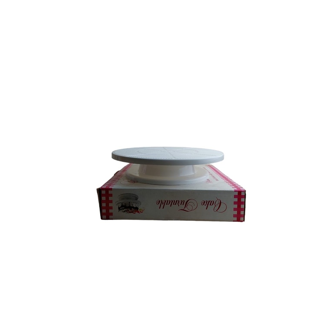 White Plastic Cake Decorating Turntable - 30cm Diameter Rotating Cake Stand for Easy Icing & Decorating