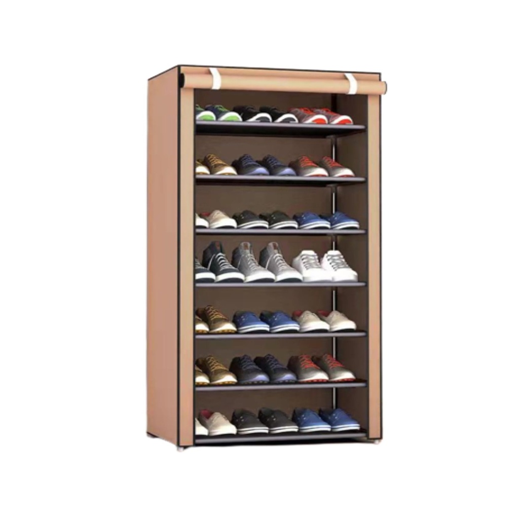 7-Tier Fabric Shoe Rack Organizer with Dust Cover - Entryway Shoe Storage for Home
