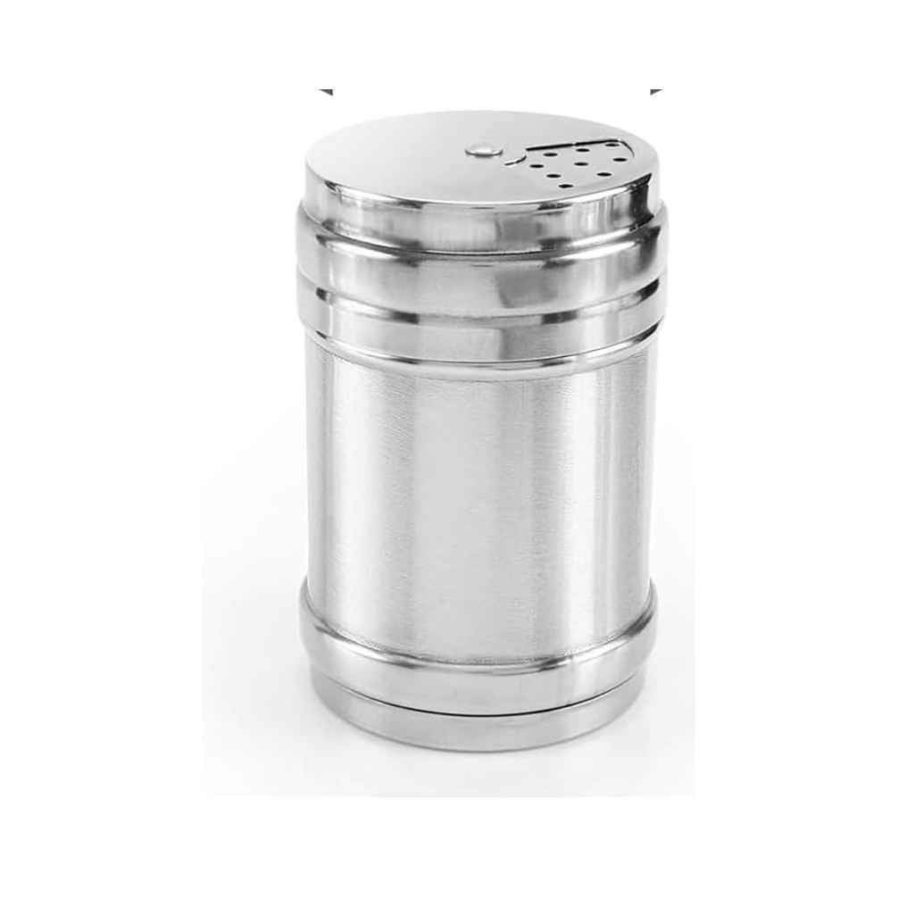 Stainless Steel Seasoning Dispenser with Adjustable Lid - Spice Shaker for Salt, Pepper, Sugar, and More