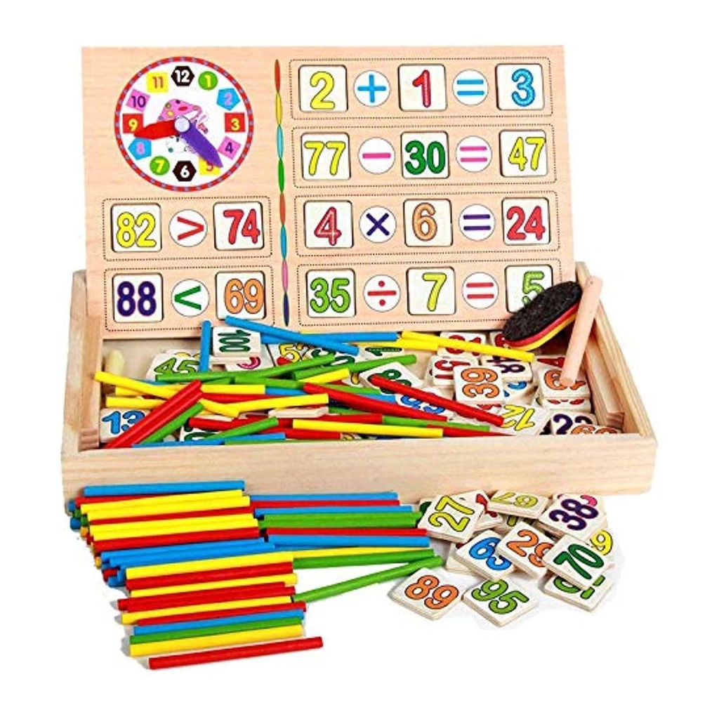 Wooden Math and Time-Telling Learning Toy for Kids