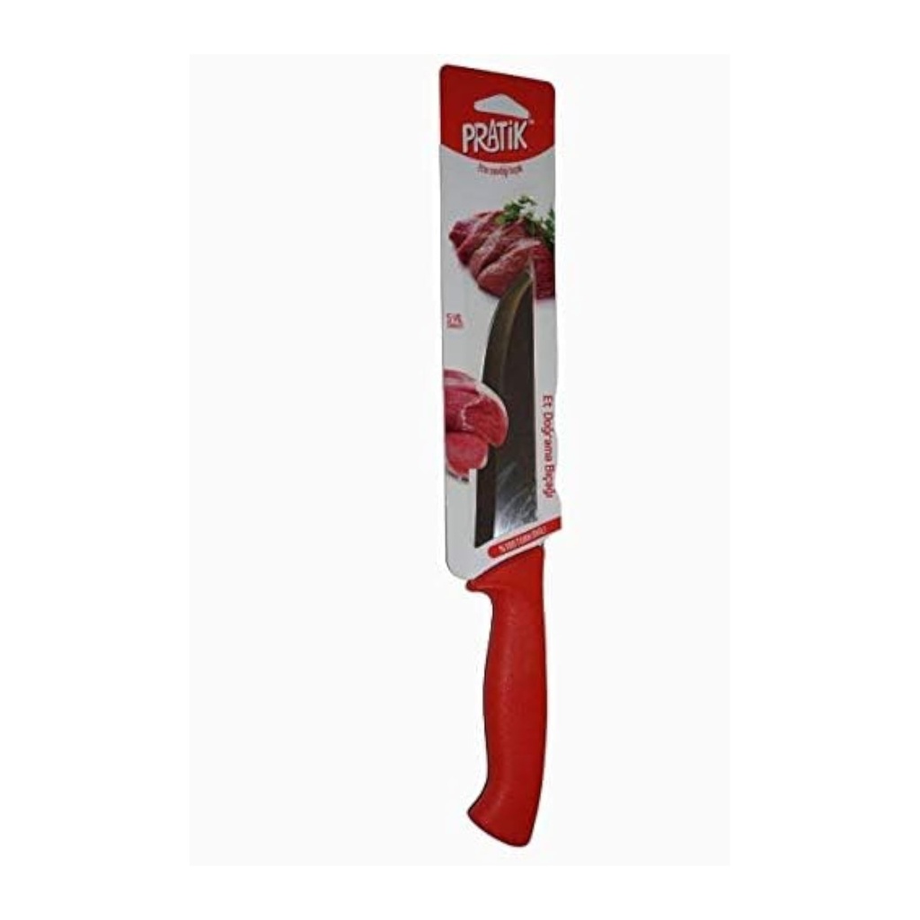Red-Handled Butcher Knife - 5.5 Inch Meat Cleaver for Professional & Home Use