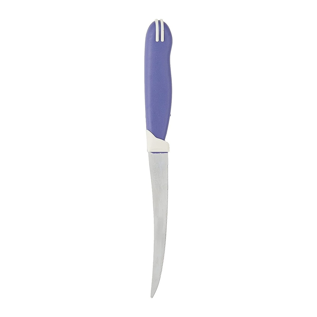 Ergonomic Purple Plastic-Handled Serrated Kitchen Knife with Stainless Steel Blade