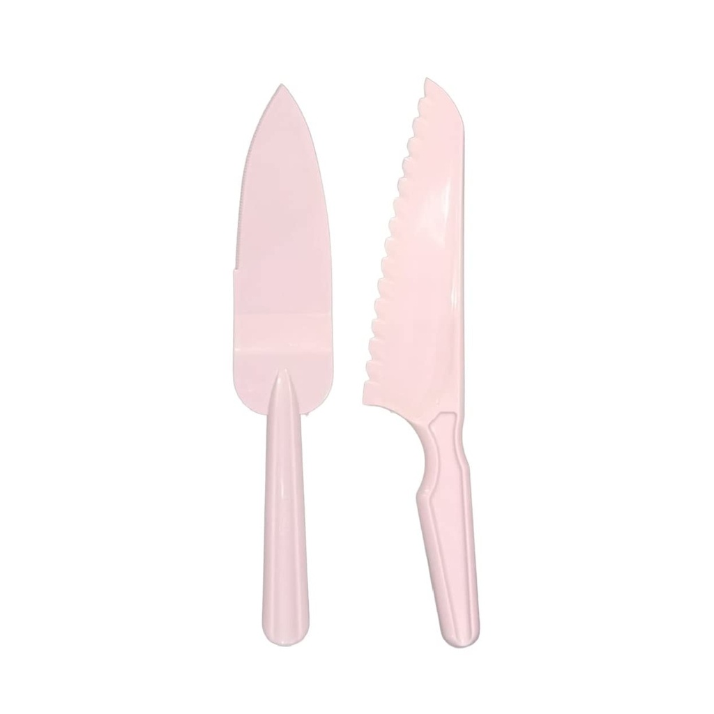 Pink Plastic Cake Server and Serrated Knife Set – Perfect for Parties and Baking