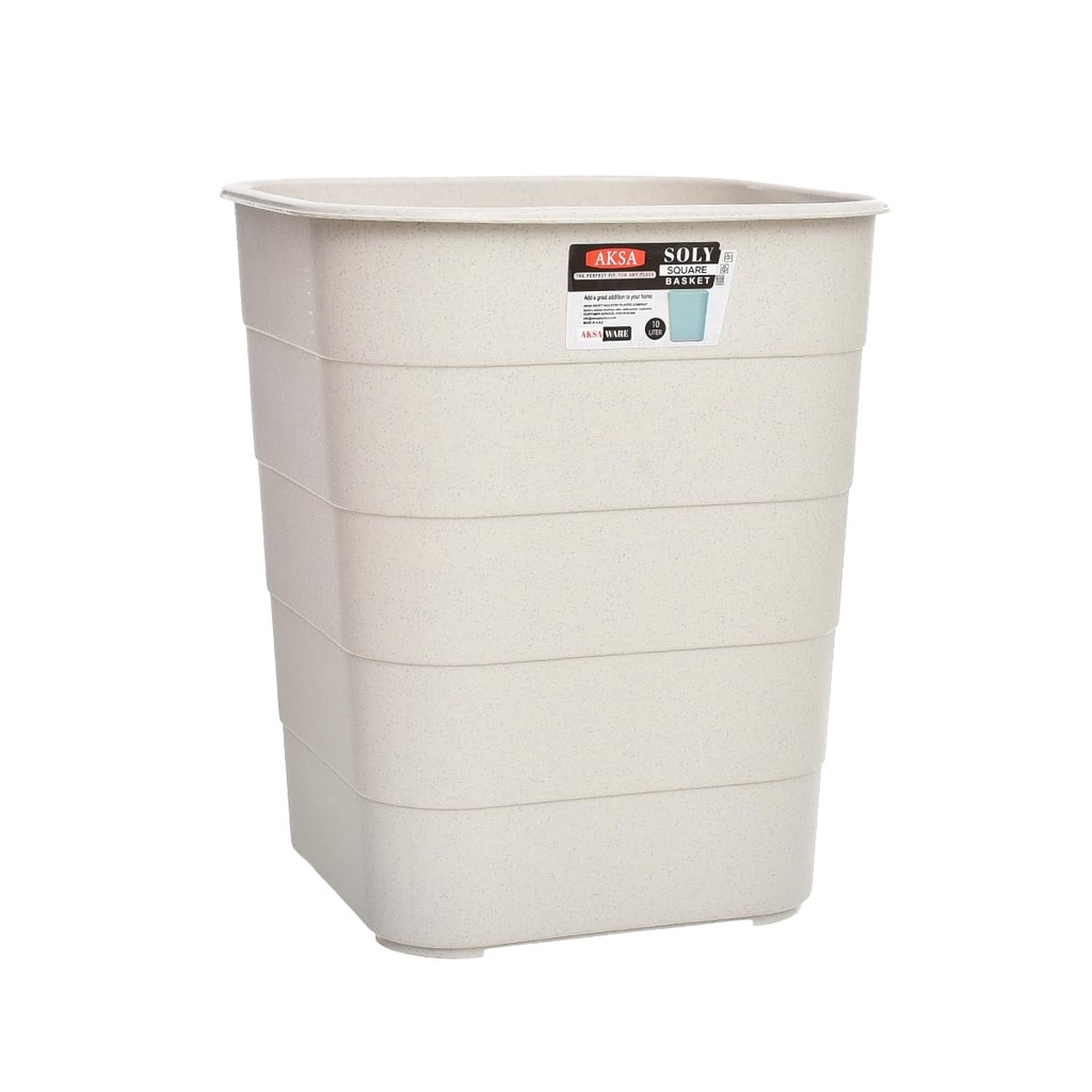 10-Liter Square Plastic Wastebasket - Beige Office Trash Can for Home and Office Use