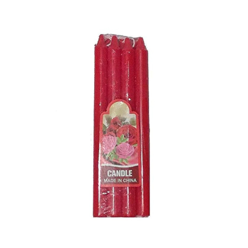Eight Dark Red Rose Scented Candles - Pack of 8 - Romantic Home Fragrance