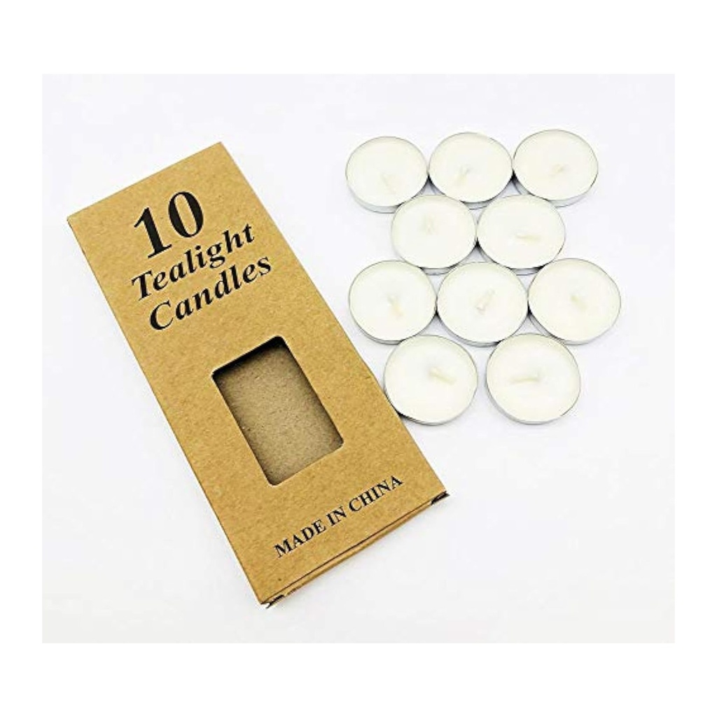 10 Pack Unscented White Tea Light Candles in Silver Holders - Perfect for Weddings, Parties, and Home Decor