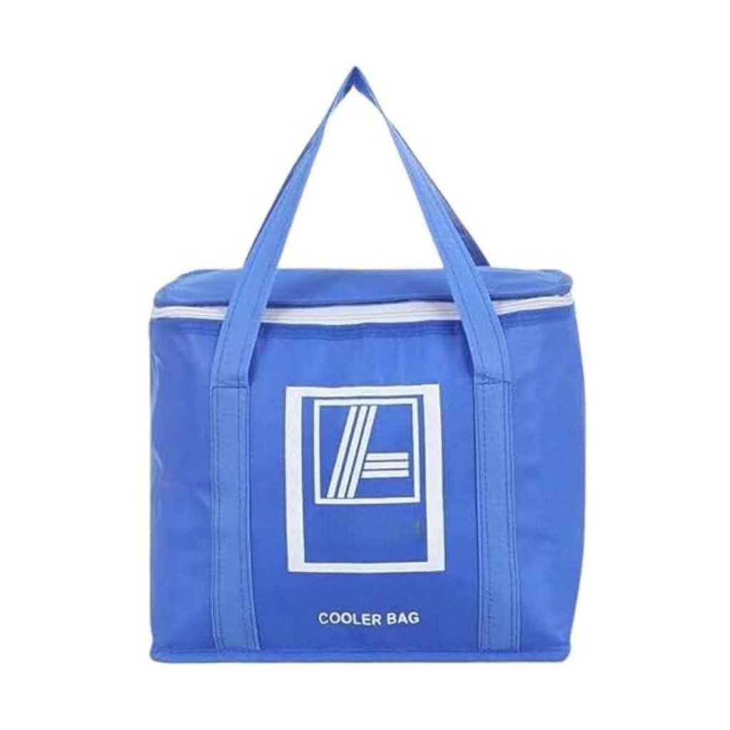 Large Capacity Blue Insulated Cooler Bag for Food and Drinks - Portable Lunch Tote with Zipper Closure