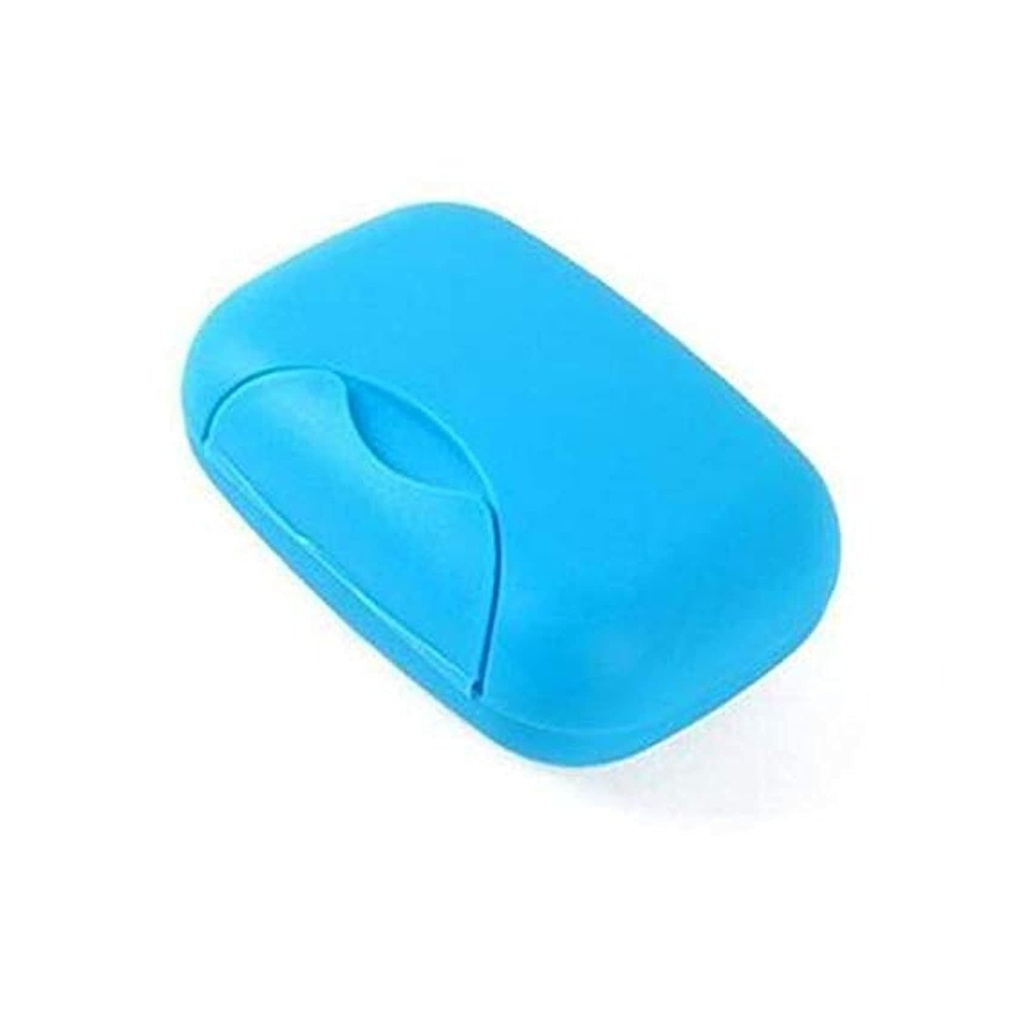 Portable Blue Plastic Soap Case for Travel and Bathroom - Hygienic Soap Dish with Lid