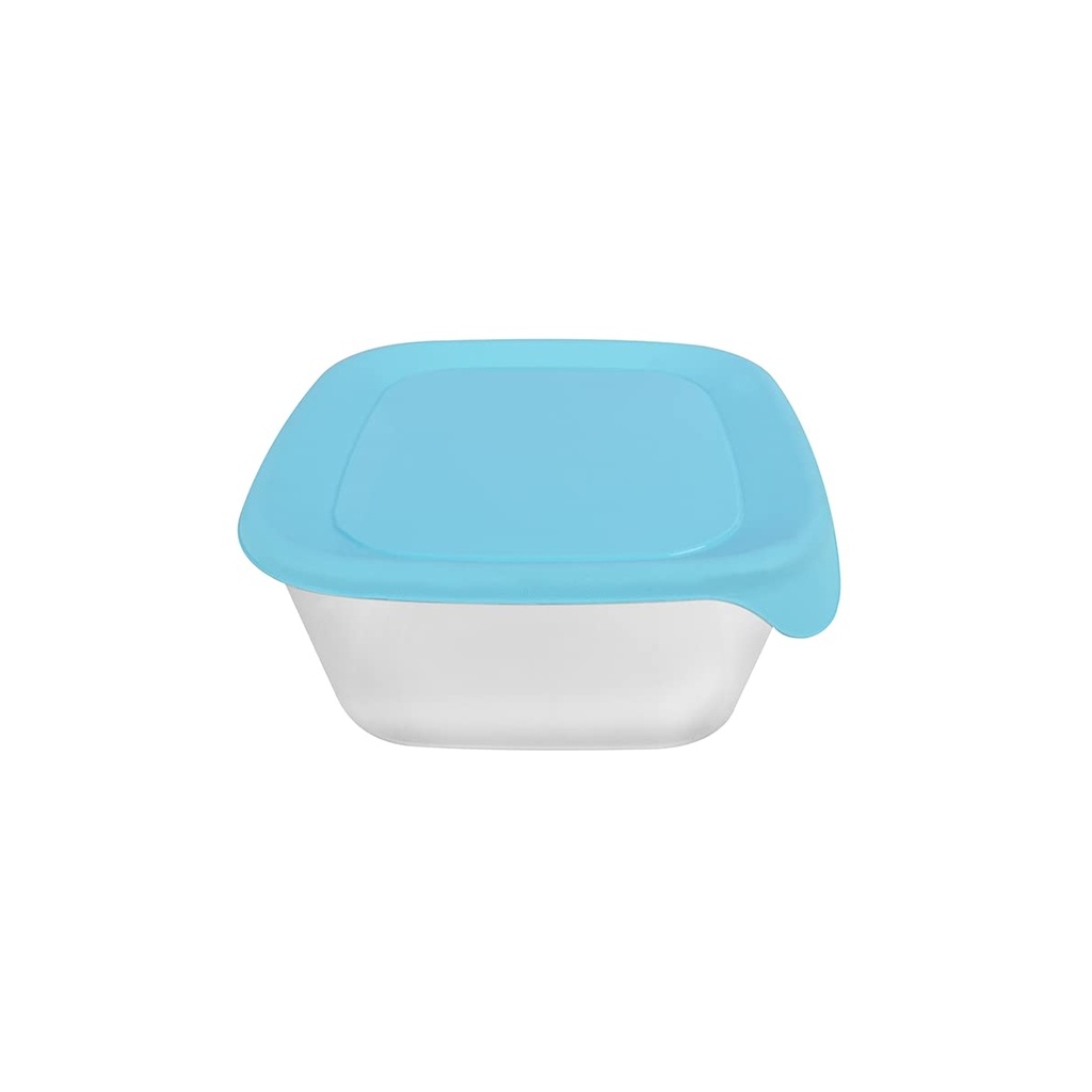 Square Food Storage Container with Light Blue Lid - 0.5 Liter Capacity - Perfect for Leftovers and Meal Prep