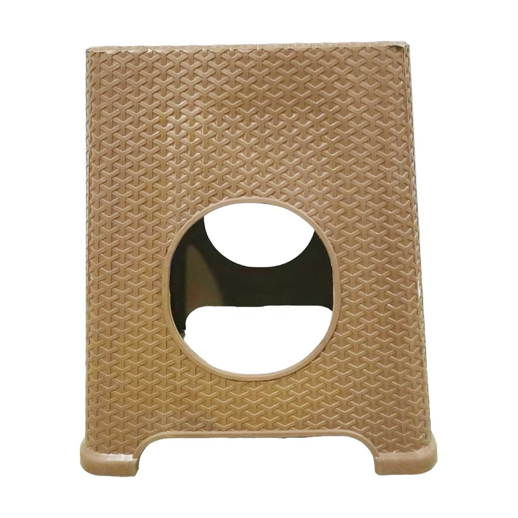 Versatile Plastic Stool/Step Stool - Brown Woven Design - Lightweight & Durable Home Utility