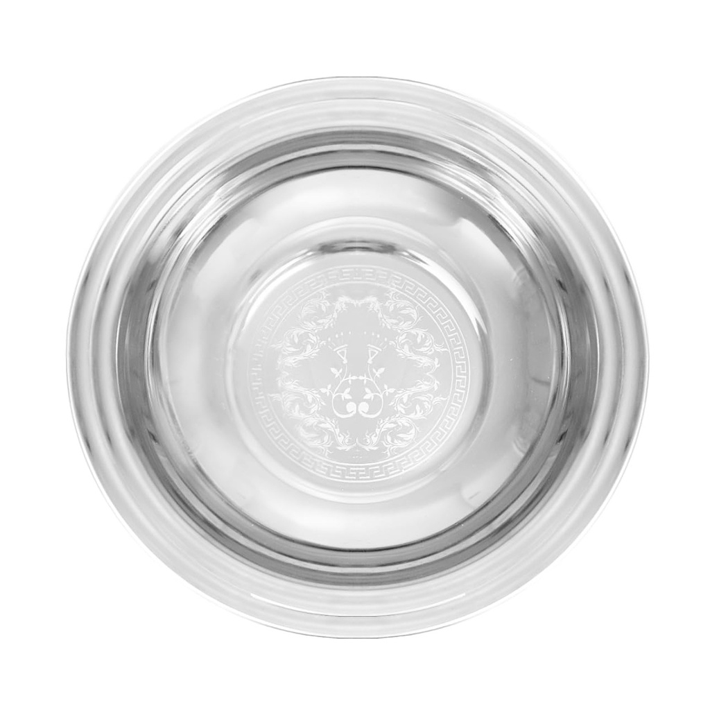 Elegant Stainless Steel Salad Plate with Etched Design - 7.87 inch Diameter