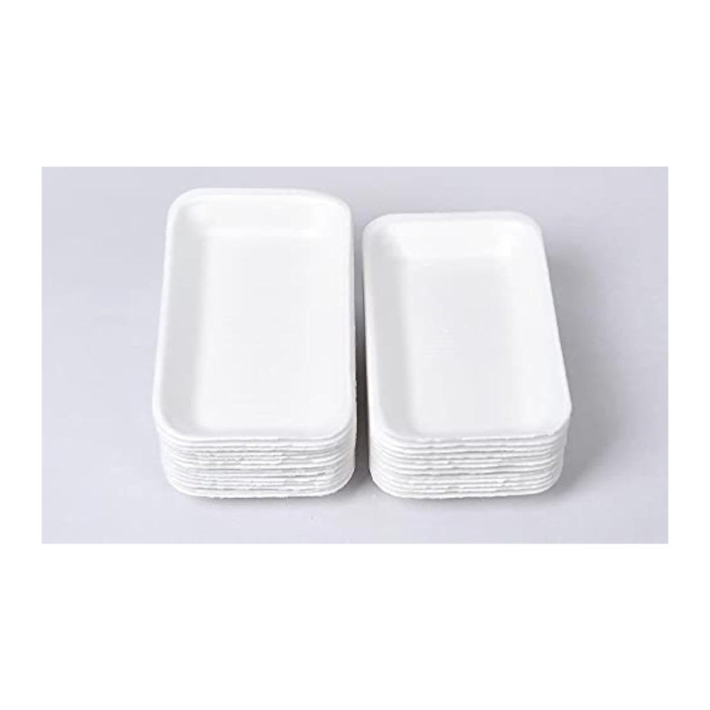 طبق ورق فوم - عبوة 24 طبق مستطيل أبيض للاستعمال مرة واحدة، مثالية للحفلات وخدمات الطعام و الكatering