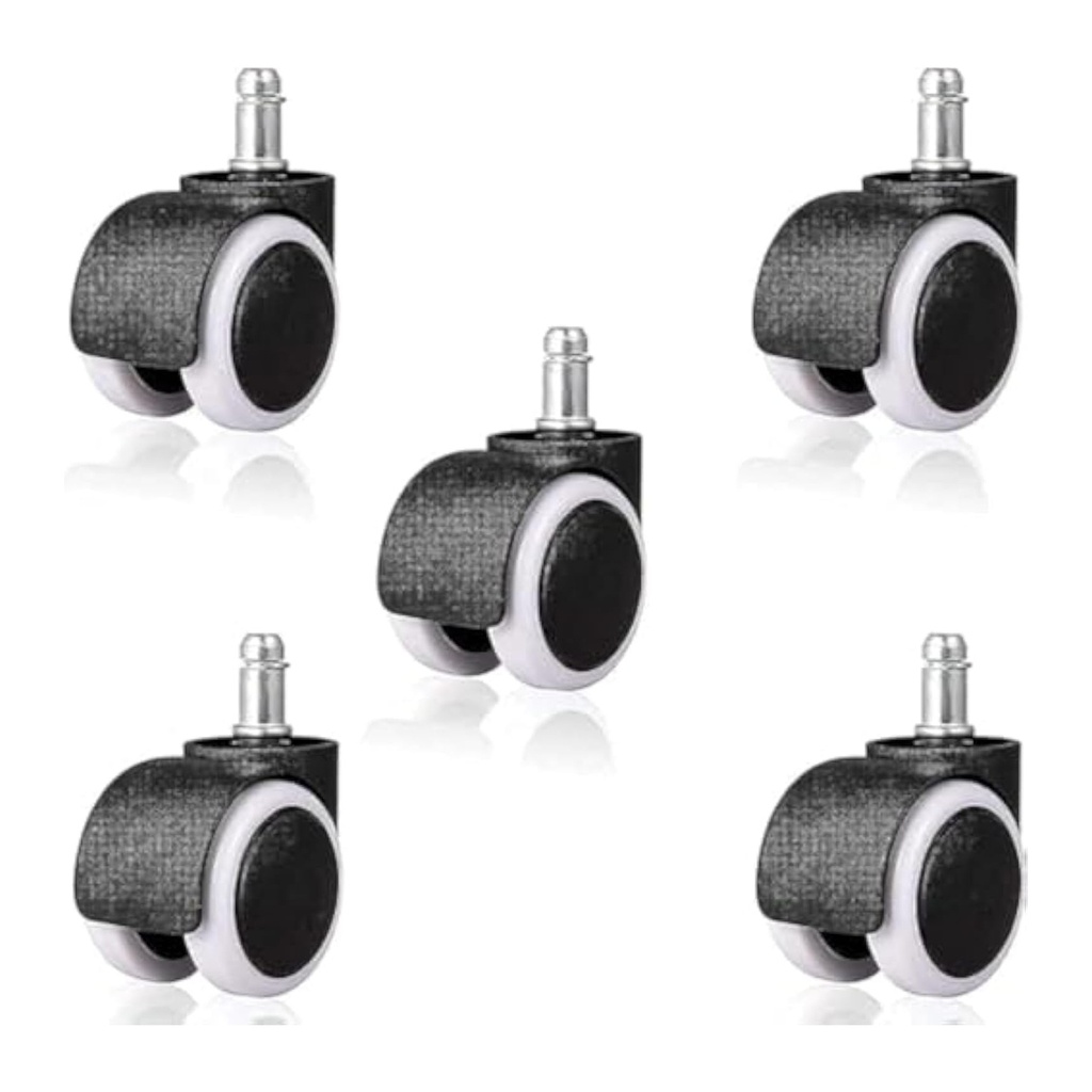 5-Pack Replacement Office Chair Wheels - Heavy-Duty Swivel Casters with Stem - Smooth Rolling for Hardwood Floors