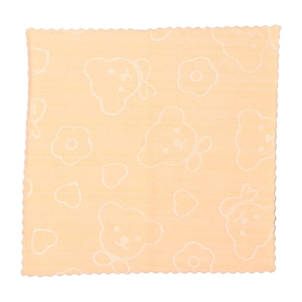 مفرش قطن قطيفة بيبي شكل خوخ - ناعم، قماش قطني تنفس،  بتصميم دب وزهور