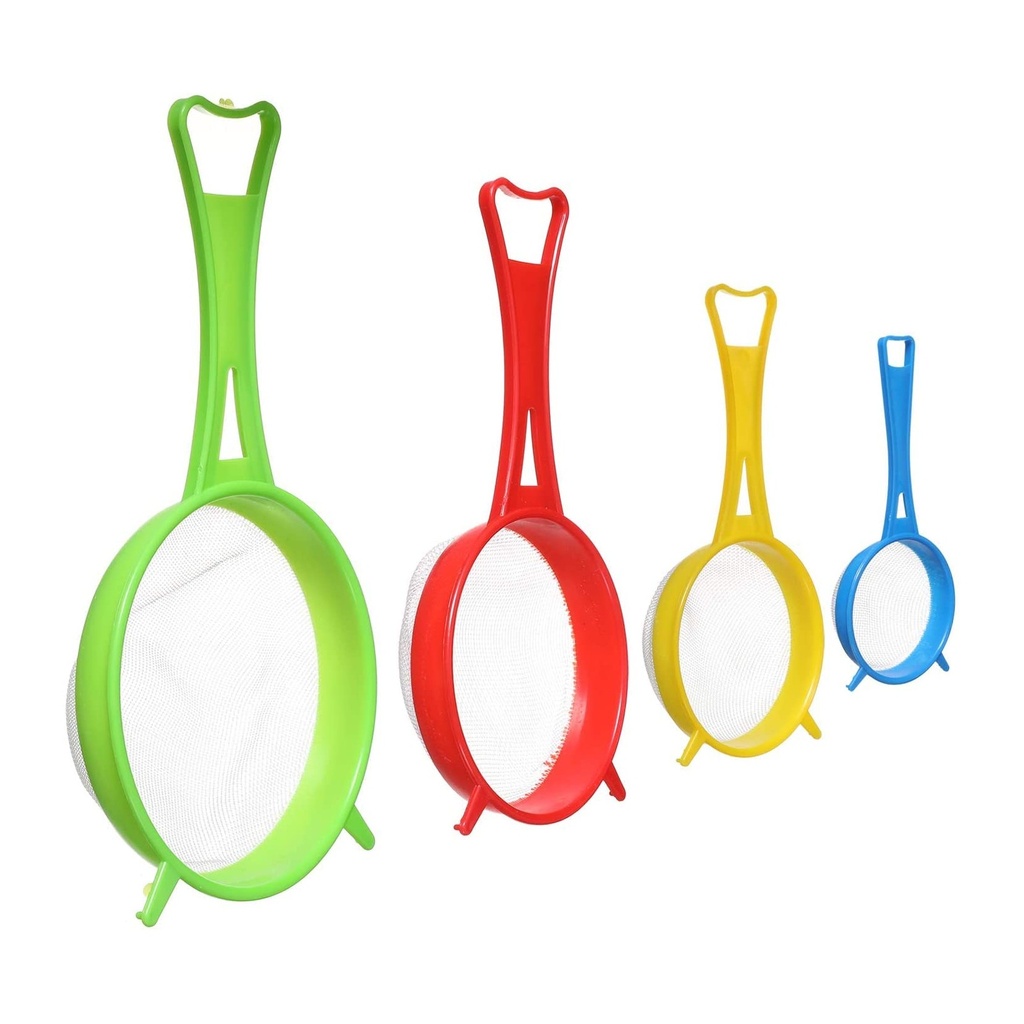 4-Piece Plastic Mesh Strainer Set - Colorful Kitchen Sieves for Cooking & Baking