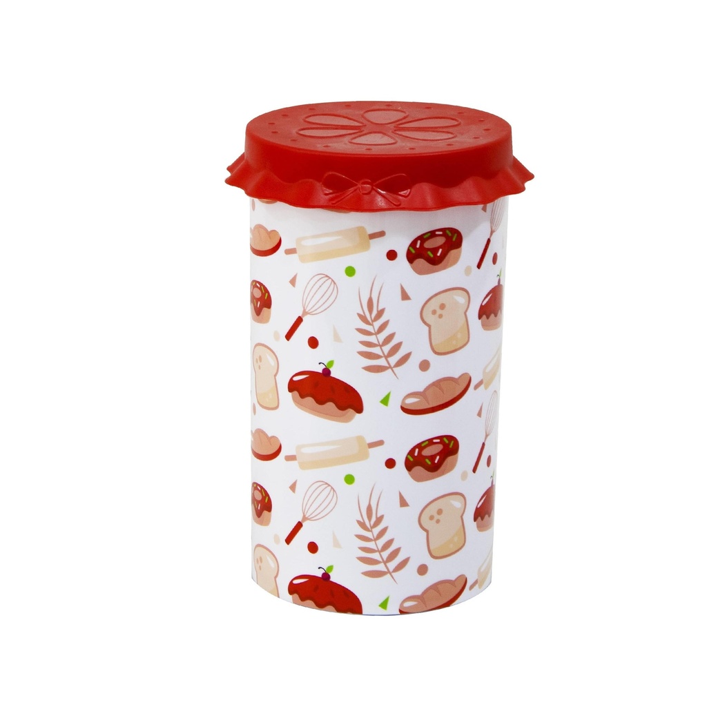 Red Baking-Themed Kitchen Canister with Airtight Lid for Flour, Sugar, or Spices