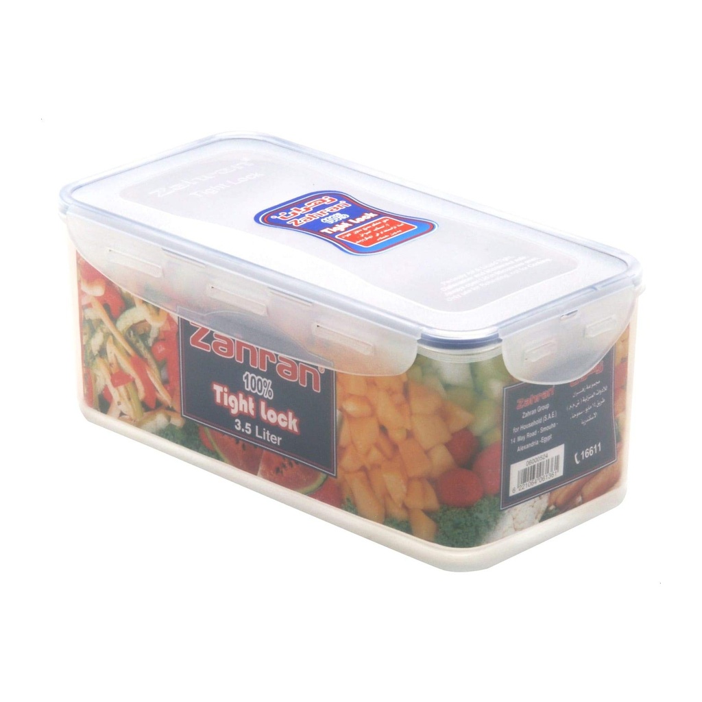 علبة تخزين طعام مستطيلة ٣.٥ لتر بغطاء محكم - شفافة/زرقاء