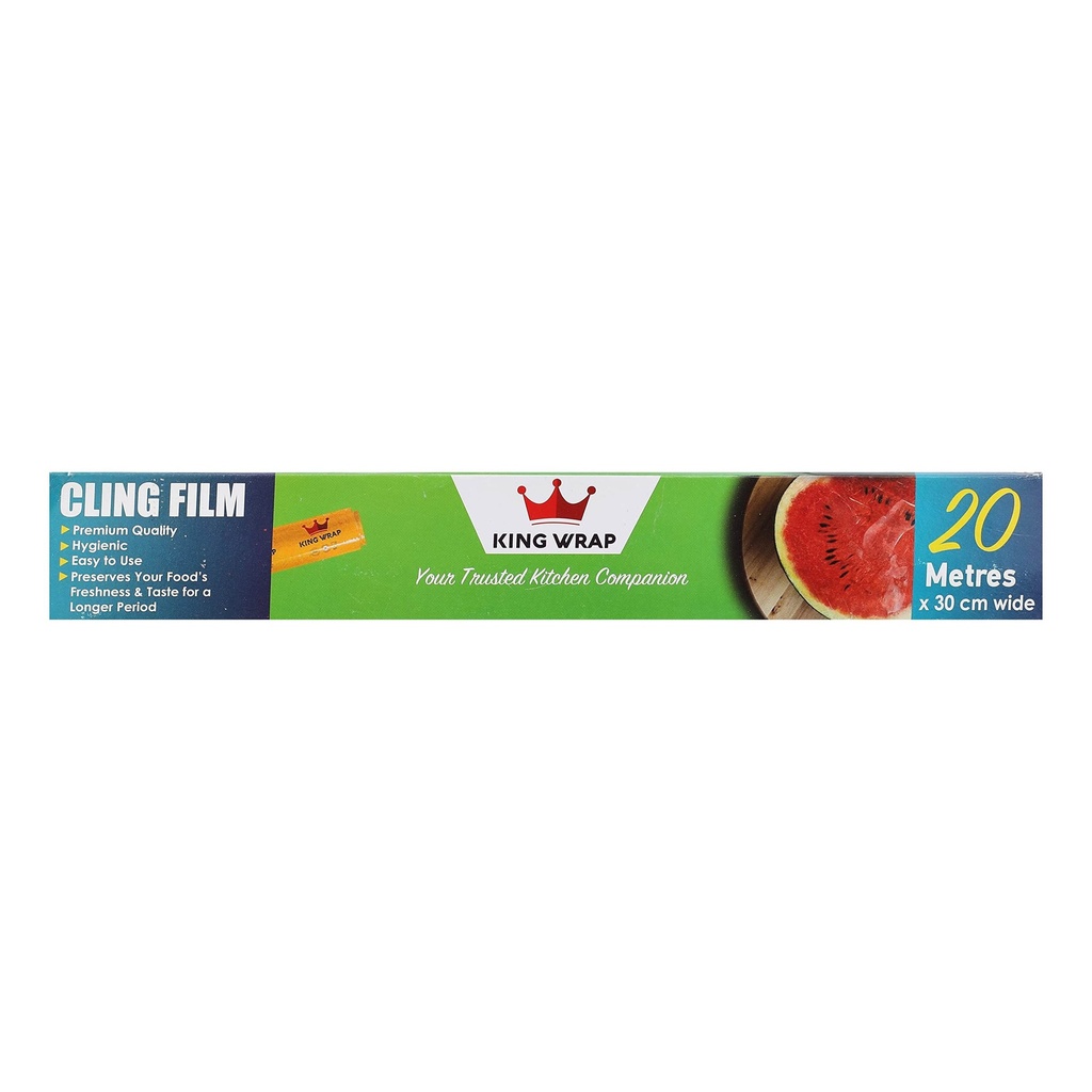 Premium Cling Film Wrap - 20 Meters x 30cm - Hygienic & Easy to Use Food Wrap for Kitchen