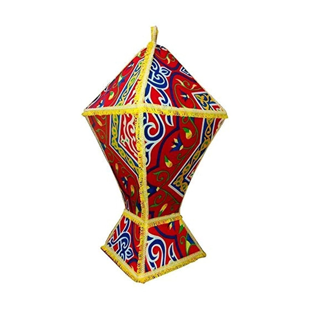 Ramadan Lantern - Festive Red & Blue Fabric Hanging Decoration - 31.5 Inches Tall