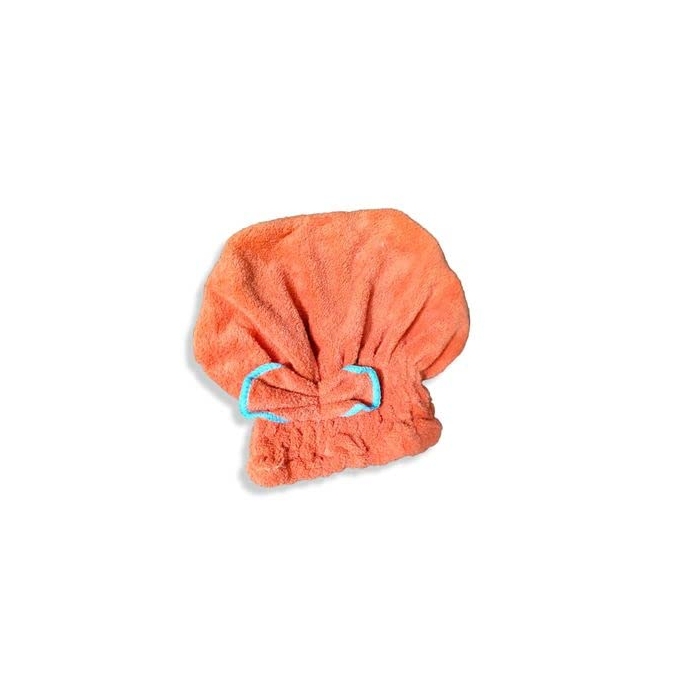 فوطة شعر مايكروفايبر مرصعة بالكورال مع ربطة -  قابلة لامتصاص الماء بسرعة و تجفيف سريع - قبعة دش للنساء