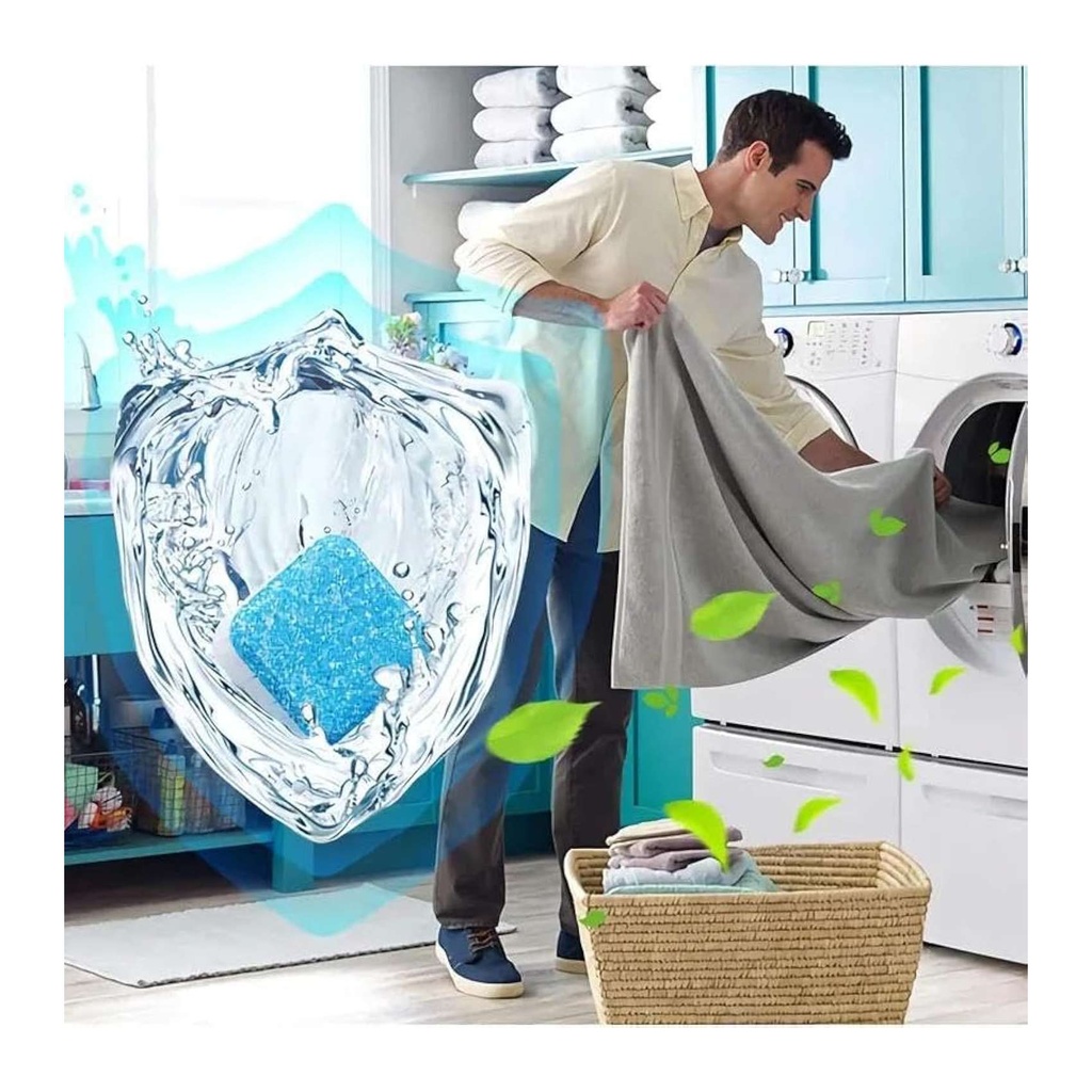 Washing Machine Cleaning Tablets - 12 Count Effervescent Deep Clean & Deodorizer for Fresh Laundry