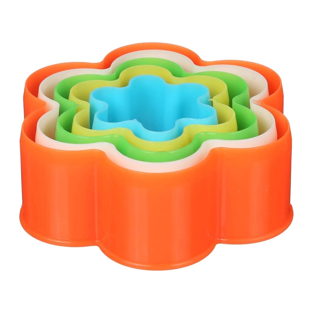 5-Piece Flower-Shaped Cookie Cutter Set – Multicolored Plastic Dough Cutters for Baking and Crafting