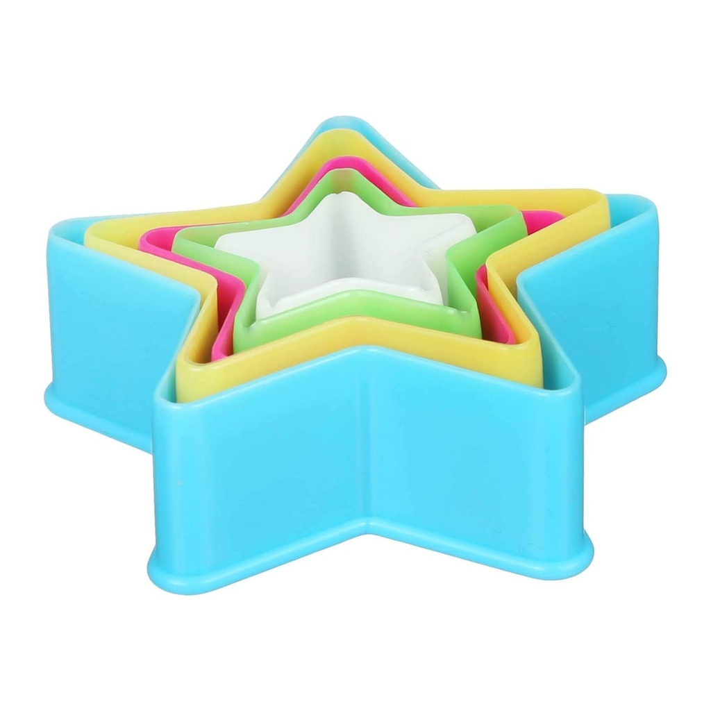 طقم قواطع بسكويت على شكل نجمة، خمس قطع، متعددة الألوان، للخبز والفنون اليدوية