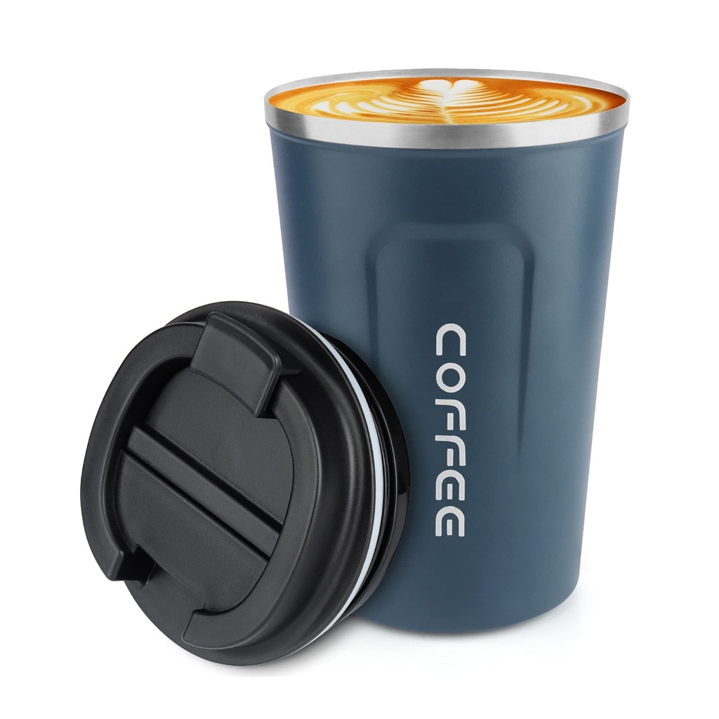 12 oz Stainless Steel Vacuum Insulated Tumbler with Spill-Proof Lid - Keeps Drinks Hot or Cold for Coffee, Tea, and More - Sleek Dark Blue Travel Mug