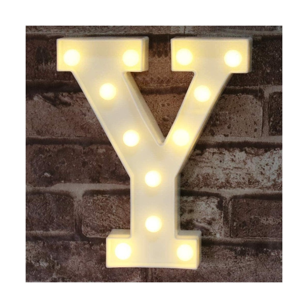لمبة حرف Y مضيئة بـ LED -  شكل أبجدى ديكوري للمنزل، الأفراح، و حفلات