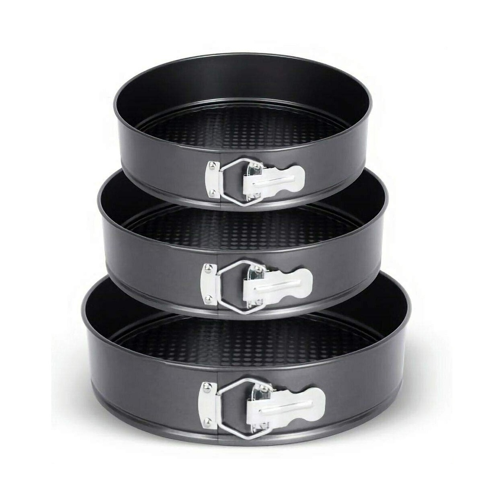 3-Piece Non-Stick Springform Round Cake Pan Set - 22cm, 24cm, & 26cm Baking Tins for Cheesecakes, Desserts & More