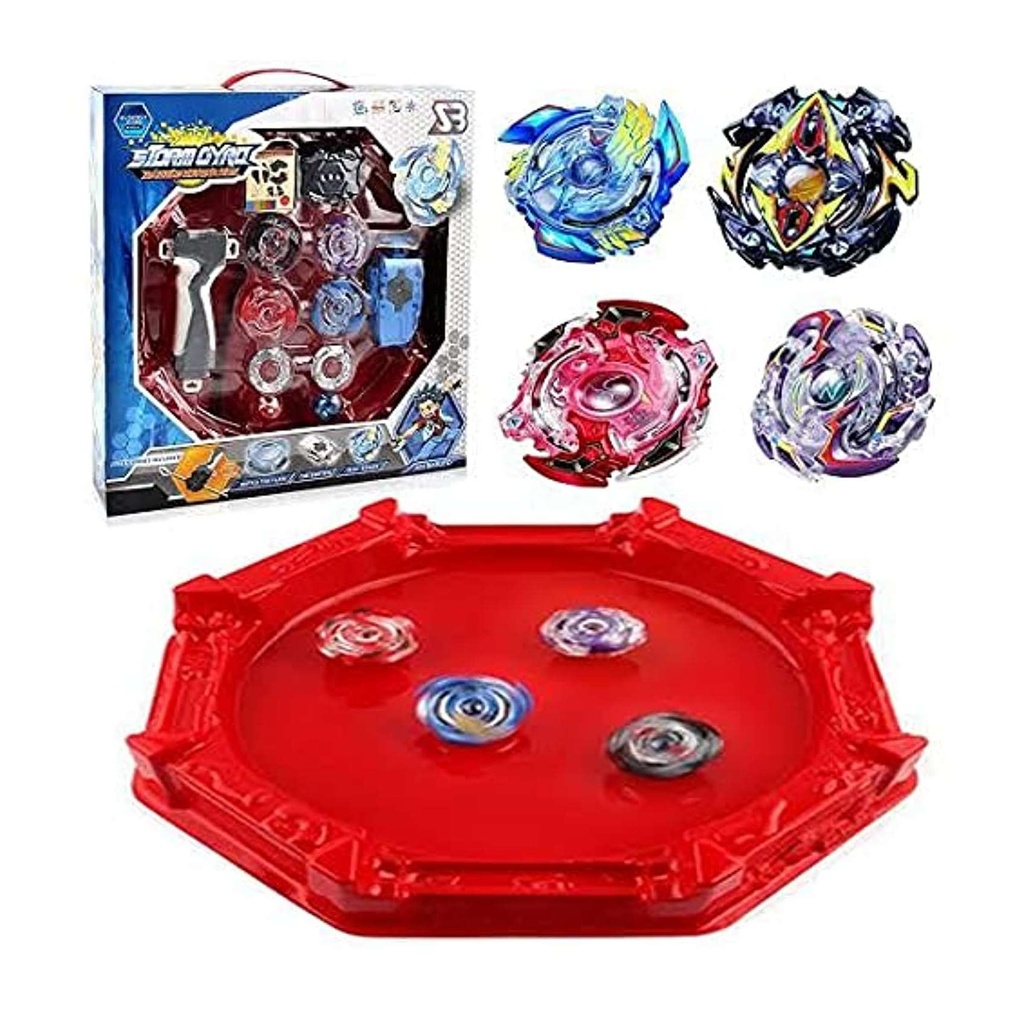 ستورم جايرور 4 قطع بي بليد مع قاذفة وساحة معركة: لعبة قمة دوارة متميزة للأطفال