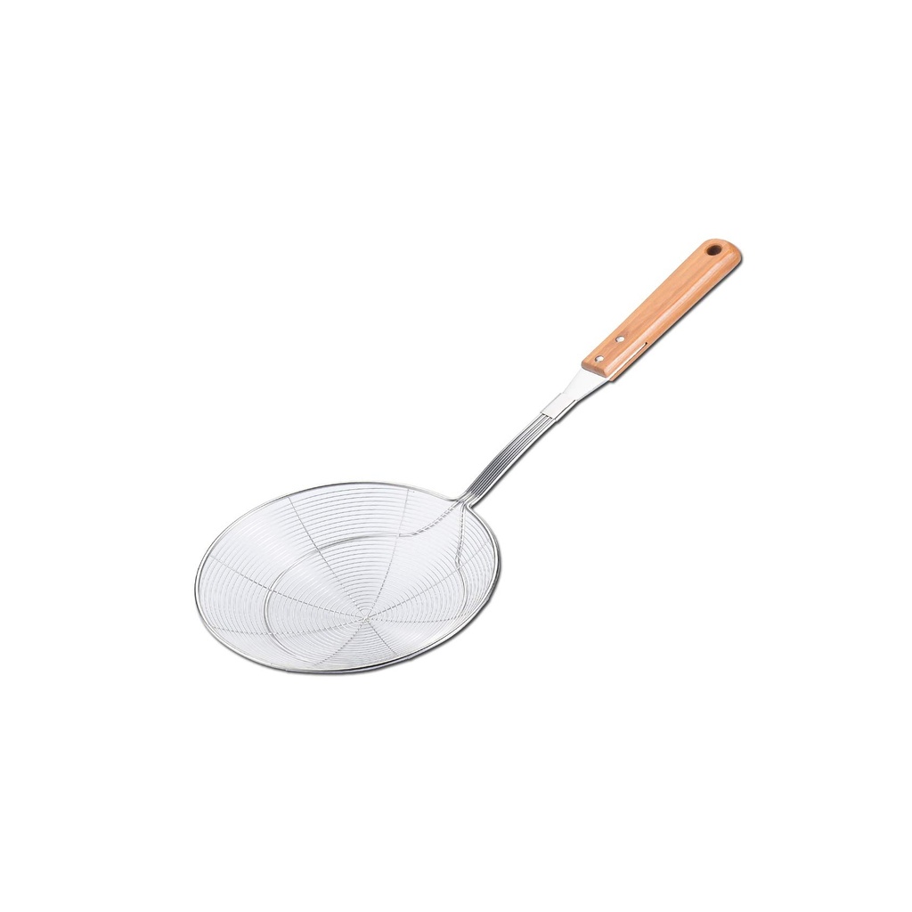 Stainless Steel Noodle Spider Strainer with Bamboo Handle - Kitchen Pasta Skimmer for Cooking and Serving