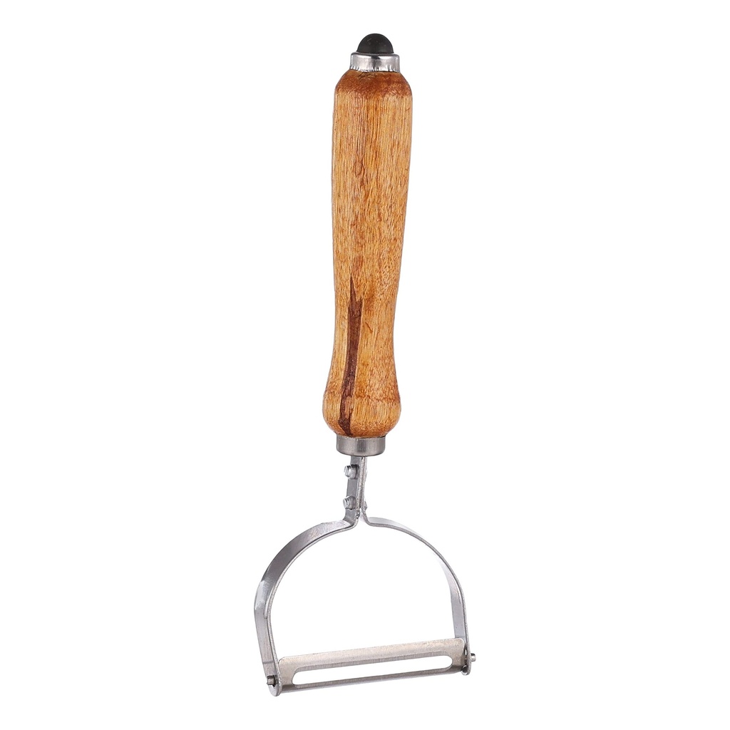 مقشر خضار ستانلس ستيل ارغونوميك بمقبض خشب – أداة مطبخ لتقشير سهل