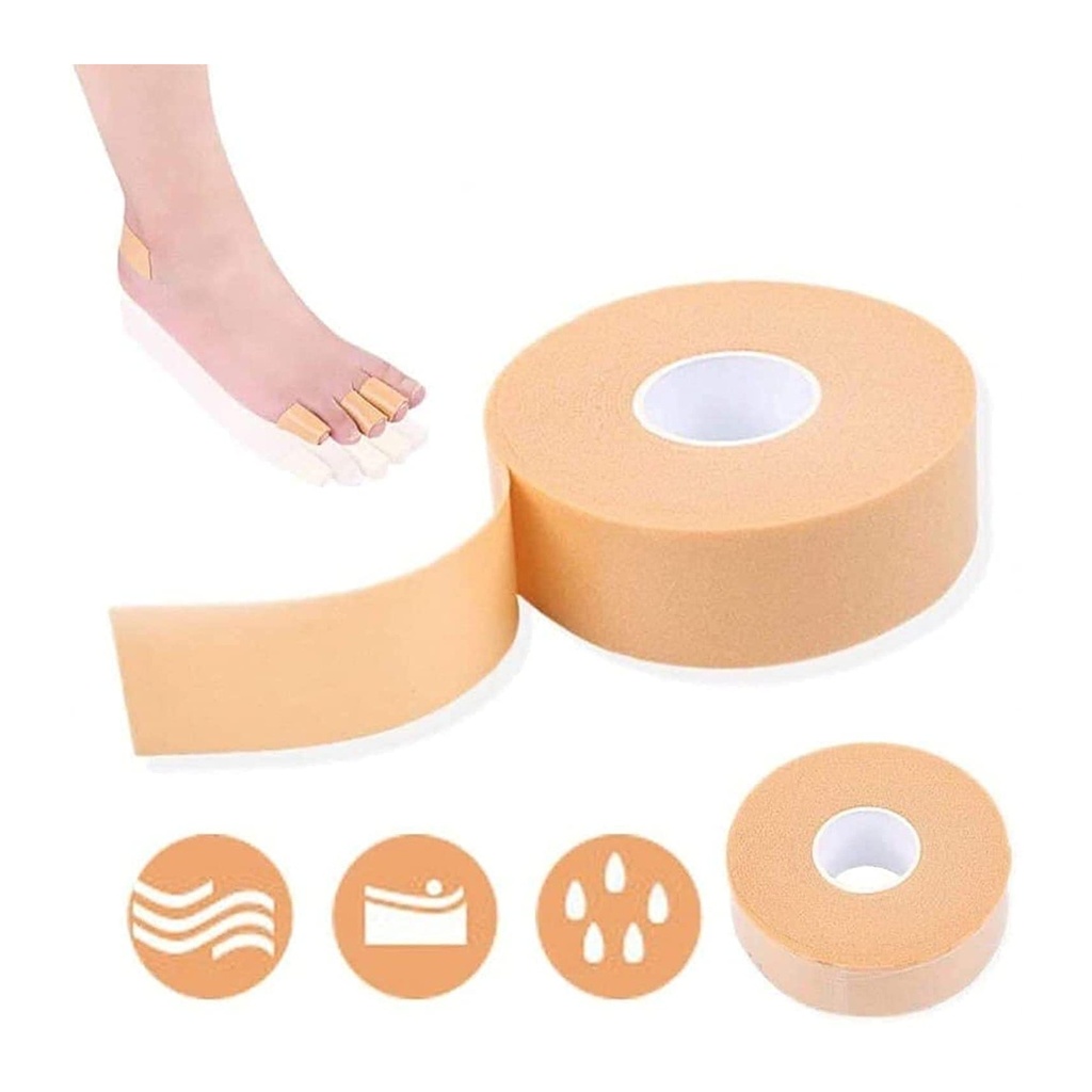 لفافة شريط قدم تنفس تحمي البشرة - واقي كعب وأصابع قدم مبطن ضد البثور والكزاز وتسكين الألم