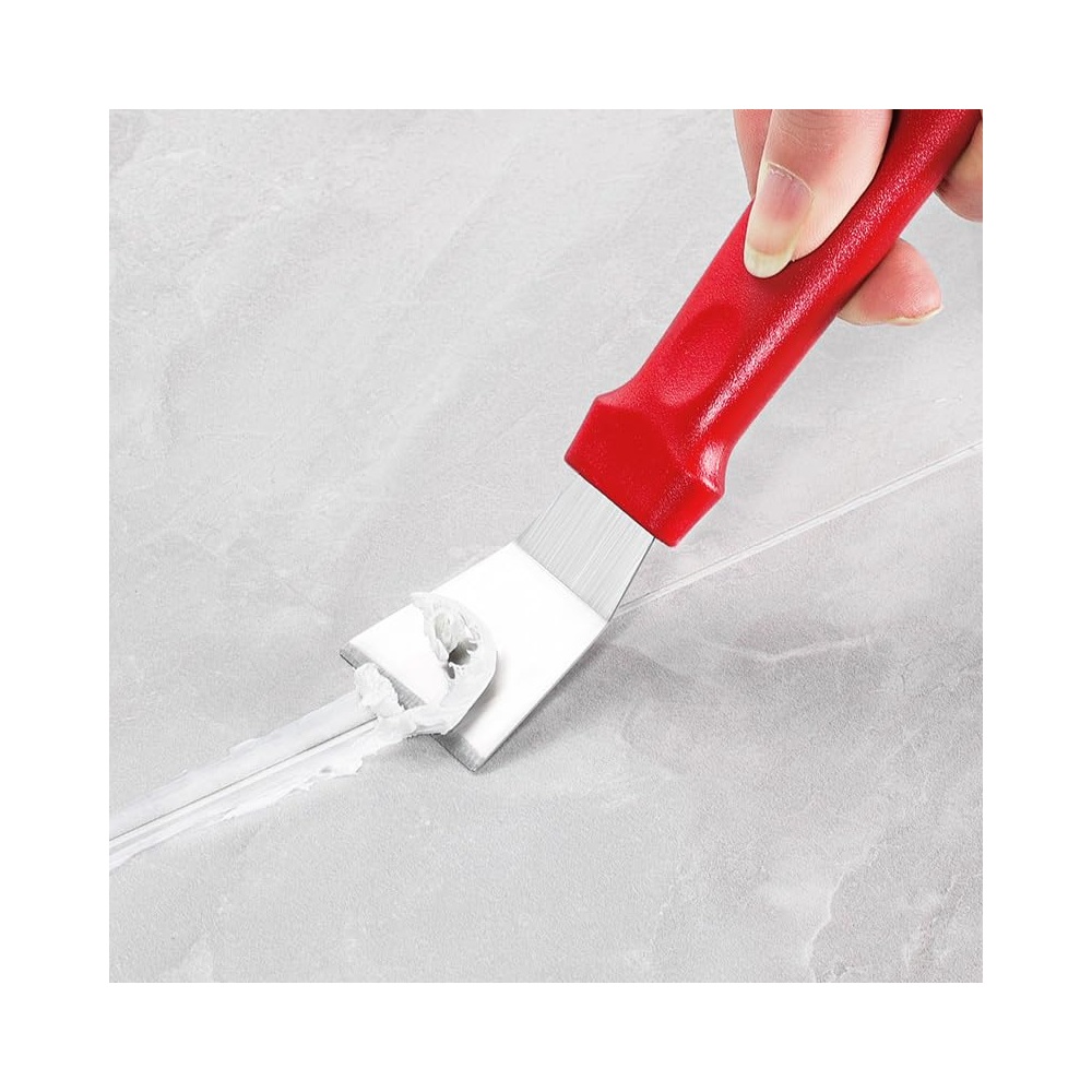 مِلعقة معجون ستانلس ستيل بمقبض أحمر - مثالية لإزالة الجِبس و اللاصق و السيليكون - أداة تنظيف دقيقة