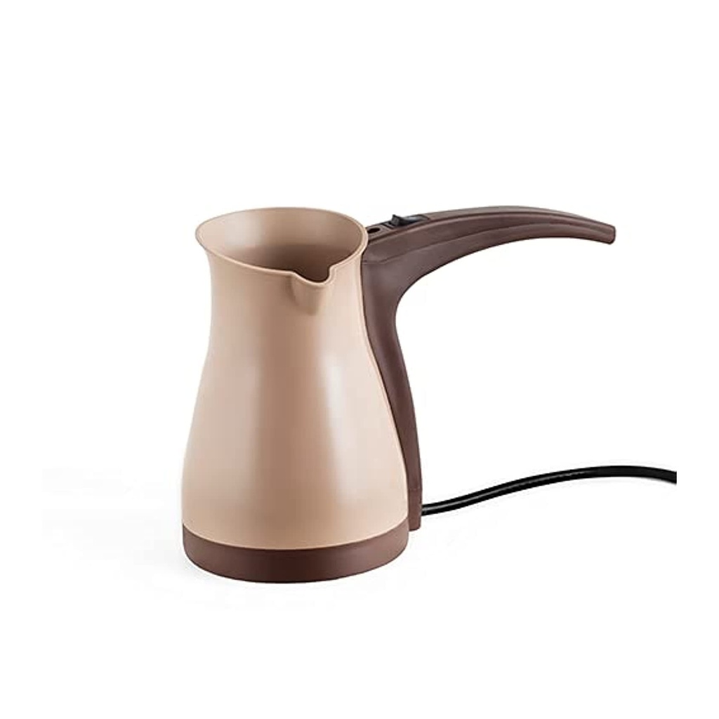 آلة قهوة تركية كهربائية - ٠.٤ لتر بيج و بني، إبريق قهوة أوتوماتيكي لعمل قهوة فردي