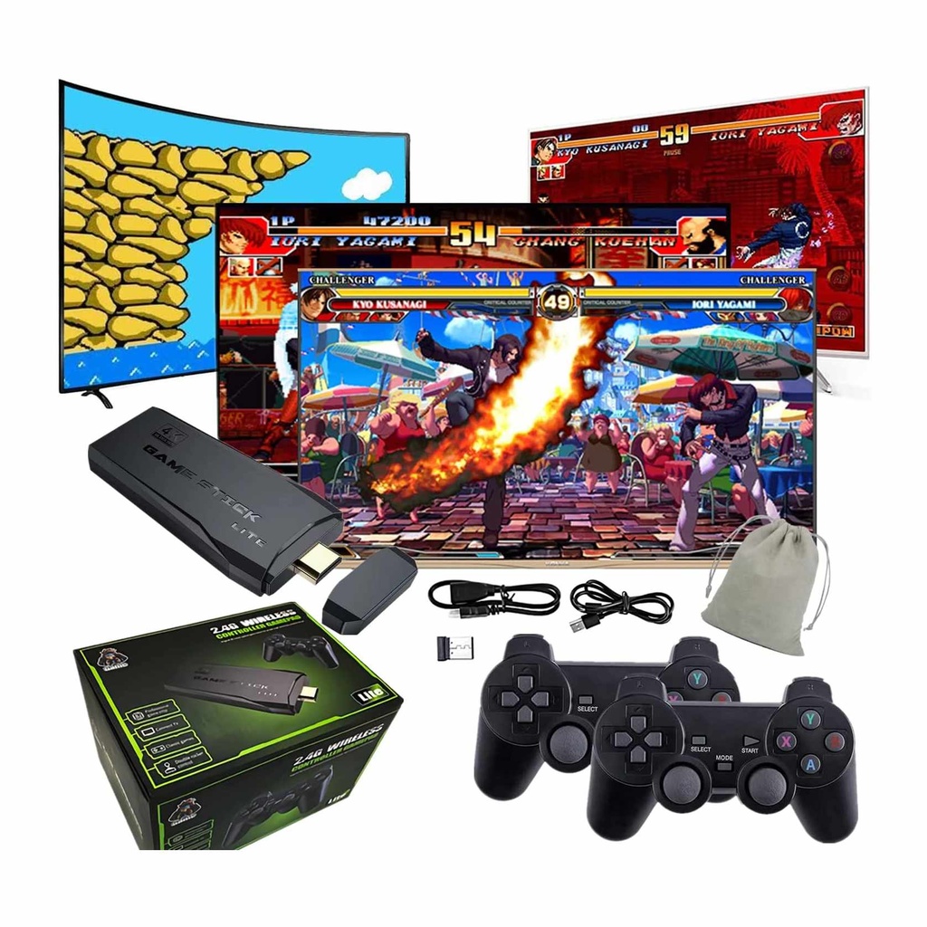 Retro Game Stick Lite Console: 4K HDMI Output, 10000+ Games, Dual Wireless Controllers