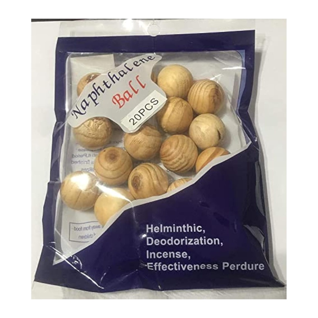20 Pack Natural Wood Naphthalene Moth Balls for Closet, Drawer, and Home Deodorization