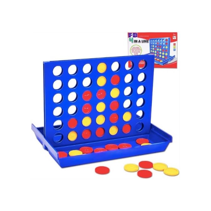 لعبة كونكت فور الكلاسيكية (4 في صف) - لوحة سفر زرقاء محمولة للأطفال والكبار