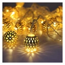 20 LED Gold Metal Lantern String Lights - 10ft Warm White Battery Operated Fairy Lights for Indoor/Outdoor Decor