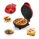 Red Mini Round Waffle Maker - Non-Stick Electric Waffle Iron for Single-Serve & Party Waffles