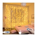 Warm White LED Curtain String Lights with Remote & USB - Bedroom Window Decor