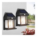 2-Pack Solar Powered LED Outdoor Wall Lights with Motion Sensor - Black Integrated Dusk to Dawn Security Lighting