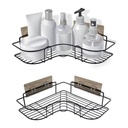 Black Metal Corner Shower Caddy with Suction Cups - Bathroom Organizer Shelf for Shampoo, Conditioner, Soap, and More