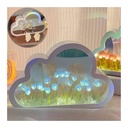 Illuminated Cloud Night Light with Blue Tulip Garden: LED Decorative Lamp for Bedrooms