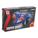 Super Shoot Manual Soft Bullet Gun for Kids Ages 8+: Blue and Orange Toy Blaster with 15cm Range, Includes 6 EVA Bullets