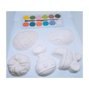 Easter Egg Painting Craft Kit for Kids: 5 Plaster Shapes & 12 Watercolor Paints