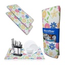 2-Pack Floral Microfiber Dish Drying Mat Set - Super Absorbent Kitchen Drying Pad & Dusting Cloth - 50x38cm