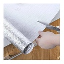 Silver Adhesive-Backed Aluminum Foil Roll for Kitchen Countertops and Walls - Heat Resistant, Oil-Proof, Easy to Clean