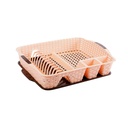 Beige and Brown Plastic Dish Drying Rack with Cutlery Organizer – Kitchen Dish Drainer for Efficient Dishwashing
